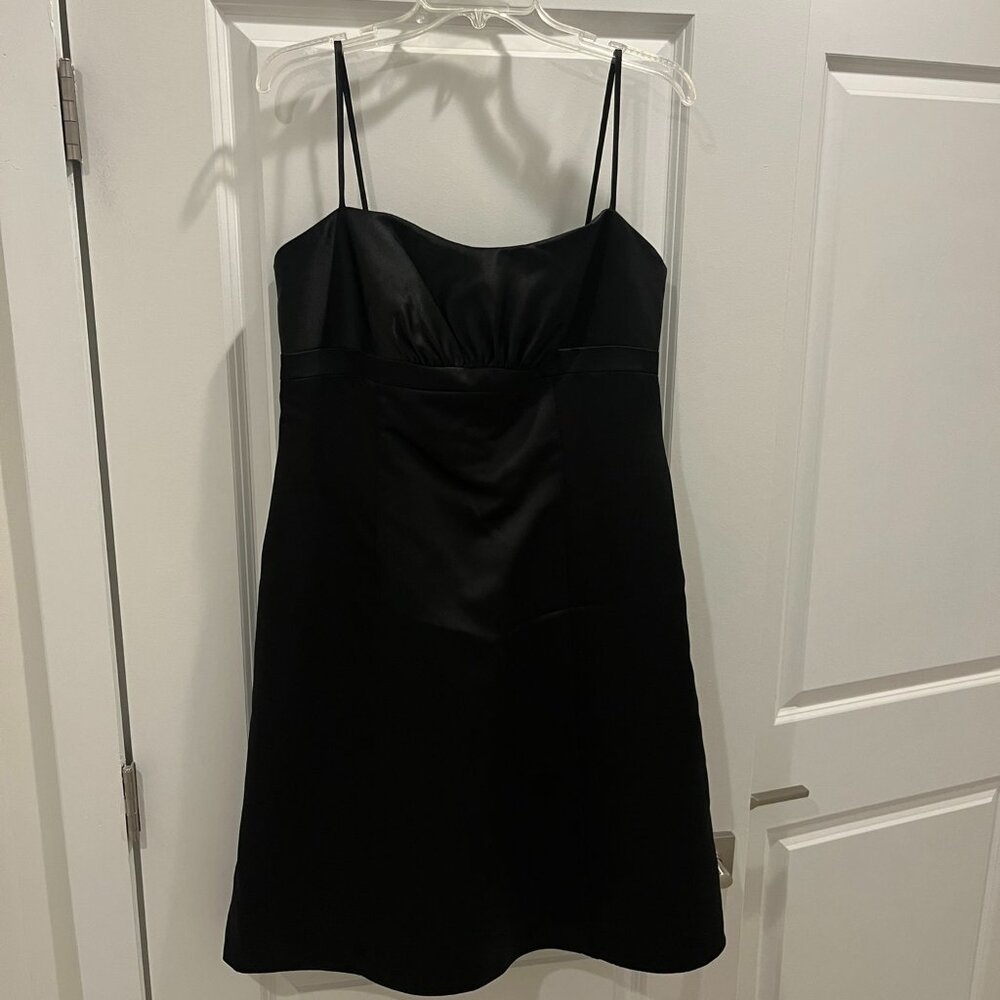 David's Bridal Bridesmaid Dress, Black Short Spaghetti Strap, Size 14